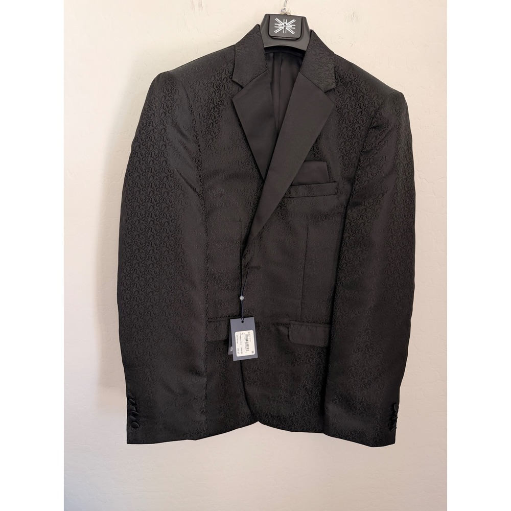 Soul of London Mens Black Jacquard Paisley Tuxedo Jacket Formal Blazer 42R NWT